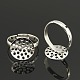Adjustable 14mm Silver Color Plated Brass Sieve Ring Bases(X-EC163-1S)-1