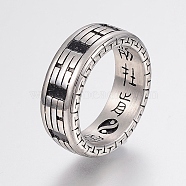 304 Stainless Steel Finger Rings, with Enamel, Wide Band Rings, Antique Silver, 17~22mm(RJEW-G091-20)
