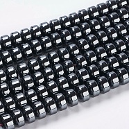 Non-Magnetic Synthetic Hematite Beads Strands, Flat Round/Disc, Black, 6x4mm, Hole: 1mm, about 105pcs/strand, 15.7 inch(G-D015-1)