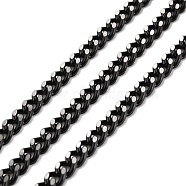 Vacuum Plating 304 Stainless Steel Cuban Link Chains, Unwelded, with Spool, Electrophoresis Black, 7x5x2mm, about 32.81 Feet(10m)/Roll(CHS-K016-03C-EB)