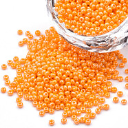 11/0 Czech Opaque Glass Seed Beads, Lustered, Round, Orange, 2.2x1.5mm, Hole: 0.7mm, about 500g/bag(SEED-N004-003B-32)
