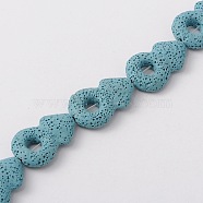 Synthetic Lava Rock Bead Strands, Male Gender Sign/Mars, Dyed, Light Blue, 34x22x8mm, Hole: 1mm, about 12pcs/strand, 15.7 inch(G-N0093-14)