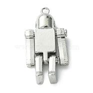 Alloy Pendants, Robot, Stainless Steel Color, 33.5x18.5x8mm, Hole: 1.8mm(FIND-R146-04)