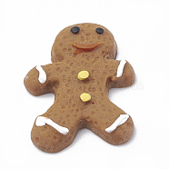 Resin Cabochons, Gingerbread Man, Imitation Food, Camel, 21x16x4mm(X-CRES-N016-22)
