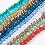 Handmade Glass Beads, Imitate Austrian Crystal, Faceted Rondelle, Mixed Color, 10x7mm, Hole: 1mm, about 72pcs/strand(GR10MMY)