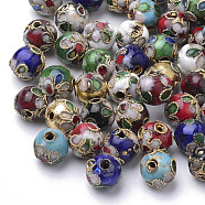 Handmade Cloisonne Beads, Round, Mixed Color, Round 8mm(+-0.5~1mm), hole: about 2mm(CLB8mm-M)
