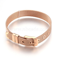 304 Stainless Steel Watch Bands, Watch Belt Fit Slide Charms, Rose Gold Plated, 8-1/2 inch(21.5cm), 10mm(WACH-P015-02RG)