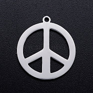 201 Stainless Steel Pendants, Peace Sign, Stainless Steel Color, 21x19x1mm, Hole: 1.4mm(STAS-T046-JN266-1)