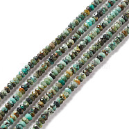 Natural African Turquoise(Jasper) Beads Strands, Faceted, Rondelle, 3x2mm, Hole: 0.6mm, about 191pcs/strand, 15.55 inch(39.5cm)(G-F717-02A)
