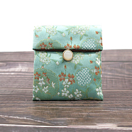 Chinese Style Satin Jewelry Packing Pouches, Gift Bags, Rectangle, Pale Turquoise, 10x9cm(PW-WG31827-02)