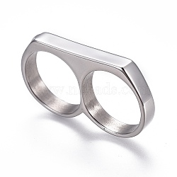304 Stainless Steel Finger Rings, Double Rings, Stainless Steel Color, Size 10, 20mm(RJEW-O032-13P-20mm)