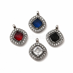 304 Stainless Steel Cubic Zirconia Pendants, with Rhinestone, Rhombus Charms, Mixed Color, 13.5x10.5x4mm, Hole: 1.8mm(STAS-A076-04P)