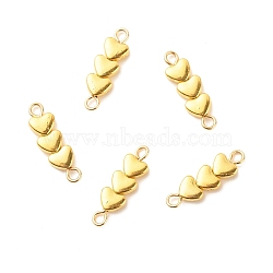 Alloy Connector Charms, Three Hearts, Golden, 20x6x3mm, Hole: 1.8mm(PALLOY-JF01512-01)