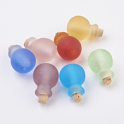 Handmade Lampwork Perfume Bottle Pendants, Essential Oil Bottle, Frosted, Mixed Color, 24~25.5mm, Hole: 5~5.5mm, Bottle Capacity: 0.5~1ml(0.017~0.03 fl. oz)(LAMP-P044-P)