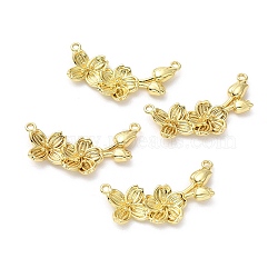 Rack Plating Brass Pendants, Flower Charms, Long-Lasting Plated, Cadmium Free & Lead Free, Real 18K Gold Plated, 19x35x4mm, Hole: 1.6mm(KK-A182-03G)