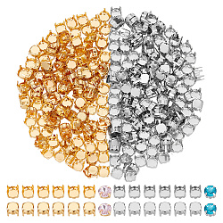 280Pcs 2 Colors 201 Stainless Steel Sew on Prong Settings, Claw Settings for Flat Back Rhinestone, Flat Round, Mixed Color, Tray: 7mm, 7.5x6mm, Hole: 1mm, 140pcs/color(STAS-UN0051-88)