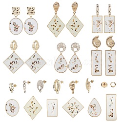 DIY Earring Making Kits, with Alloy Stud Earring Findings, Epoxy Resin Pendants, Mixed Shapes, Golden(DIY-SC0011-75)