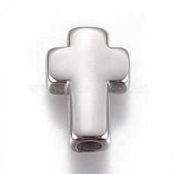 304 Stainless Steel Beads, Cross, Stainless Steel Color, 14x10x4mm, Hole: 2.5mm(STAS-F212-066P)