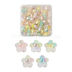 110Pcs 5 Colors Transparent Acrylic Beads, Bead in Bead, AB Color, Flower, Mixed Color, 16.5x17x9.5mm, Hole: 2.5mm(TACR-LS0001-05)