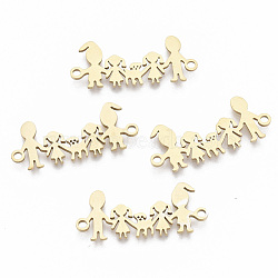 201 Stainless Steel Links connectors, Laser Cut, Family, Golden, 11x26x1mm, Hole: 1.5mm(STAS-R104-004G)