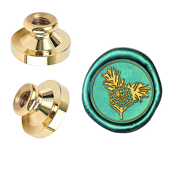 Wax Seal Brass Stamp Head, for Wax Seal Stamp, Flower Pattern, 25x14.5mm