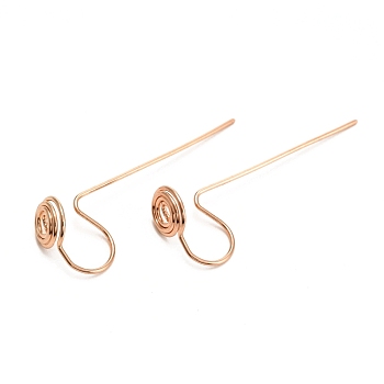 Brass Clip-on Earring Converters Findings, with Spiral Pad and Extender Pin, for Non-pierced Ears, Rose Gold, 4x8mm