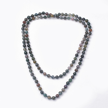 Natural Indian Agate Beaded Multi-strand Necklaces, Double Layer Necklaces, Round, 47.24 inch~48.03 inch(120~122cm)