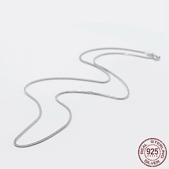 Rhodium Plated 925 Sterling Silver Chain Necklaces, with Spring Ring Clasps, with 925 Stamp, Platinum, 21.65x0.01 inch(55x0.03cm)