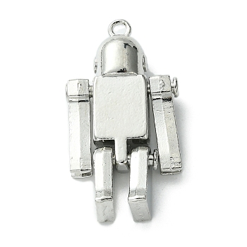 Alloy Pendants, Robot, Stainless Steel Color, 33.5x18.5x8mm, Hole: 1.8mm