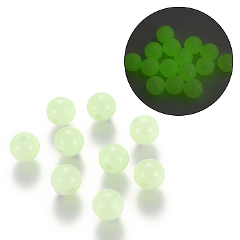 Luminous Acrylic Round Beads, Glow in the Dark, Pale Green, 5mm, Hole: 1.5mm, about 8000pcs/500g