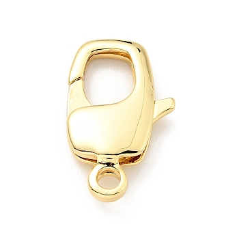 Brass Lobster Claw Clasps, Cadmium Free & Lead Free, Oval, Real 18K Gold Plated, 20x12x4mm, Hole: 2mm