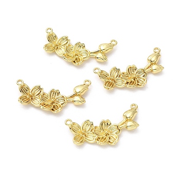 Rack Plating Brass Pendants, Flower Charms, Long-Lasting Plated, Cadmium Free & Lead Free, Real 18K Gold Plated, 19x35x4mm, Hole: 1.6mm