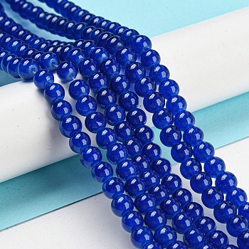 Baking Painted Imitation Jade Glass Round Bead Strands, Royal Blue, 6.5mm, Hole: 1.5mm, about 135~140pcs/strand, 31.8 inch