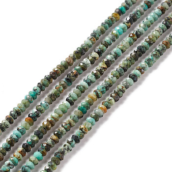 Natural African Turquoise(Jasper) Beads Strands, Faceted, Rondelle, 3x2mm, Hole: 0.6mm, about 191pcs/strand, 15.55 inch(39.5cm)