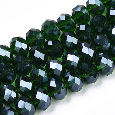 Dark Green Rondelle Glass Beads
