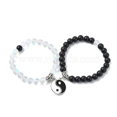 Mixed Color Yin-yang Moonstone Bracelets