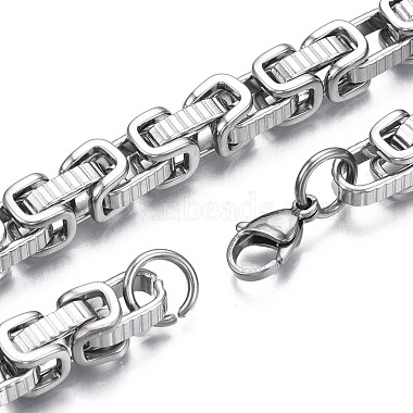 201 bracelet chaîne byzantine en acier inoxydable pour homme femme(BJEW-S057-70)-3