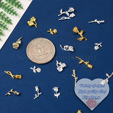Fashewelry 160pcs clou d'art d'ongle en alliage de zinc rose(MRMJ-FW0001-04)-3