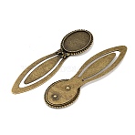 Vintage Tibetan Style Alloy Bookmarks Cabochon Settings, Lead Free & Cadmium Free & Nickel Free, Antique Bronze, Oval Tray: 25x18mm, 85x24x3mm(TIBE-Q032-27AB-NR)