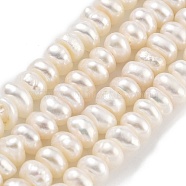 Natural Cultured Freshwater Pearl Beads Strands, Grade 3A, Rondelle, Antique White, 5~5.5mm, Hole: 0.7mm, about 43pcs/strand, 7.09~ 7.28 inch(18~18.5cm)(PEAR-C003-29A)