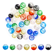 35Pcs 7 Colors Handmade Luminous Transparent Lampwork Beads Strands, Round, Mixed Color, 9~10x10~11mm, Hole: 1.2mm, 5pcs/color(LAMP-FH0001-13)