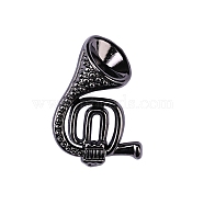 Alloy Brooches, French Horn Pins, Musical Instrument Pins, Gunmetal, 26x18mm(PW-WG39485-01)