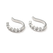 Clear Cubic Zirconia Rhombus Cuff Earrings, Brass Jewelry for Non-pierced Ears, Cadmium Free & Lead Free, Platinum, 14x11.5x2.5mm(EJEW-G295-14P)