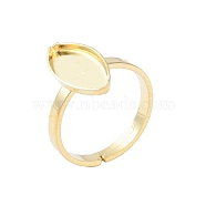 304 Stainless Steel Adjustable Ring Components, Bezel Cup Ring Settings, Horse Eye, Real 18K Gold Plated, Inner Diameter: 17mm, Tray: 14x6mm(STAS-Z064-02G)