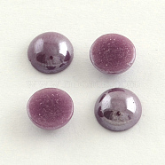 Pearlized Plated Opaque Glass Cabochons, Half Round/Dome, Medium Purple, 5.5x3mm(PORC-S801-6mm-16)