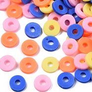 Handmade Polymer Clay Beads, Heishi Beads, for DIY Jewelry Crafts Supplies, Disc/Flat Round, Royal Blue, 6x1mm, Hole: 2mm, about 26000pcs/1000g(CLAY-T019-02B-42)
