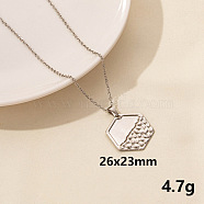 304 Stainless Steel Hexagon Pendant Necklaces, Cable Chain Necklaces(SS2971-7)