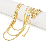 304 Stainless Steel Flat Snake Chain 3 Layer Necklaces, Golden, 14.96 inch(38cm)(NJEW-H038-02G)