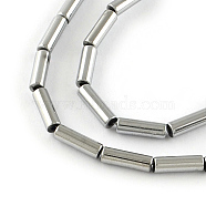 Tube Electroplated Non-magnetic Synthetic Hematite Beads Strands, Platinum Plated, 9x3mm, Hole: 1mm, about 45pcs/strand, 15.7 inch(G-R259-38H)