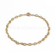 Brass Mariner Link Chain Necklaces, with Spring Ring Clasps, Real 18K Gold Plated, 16-1/8 inch(41cm), 7mm(NJEW-JN03247)